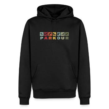 Parkour vintage retro Silhouette - Men’s Premium Organic Hoodie - black - Front - Nico (187cm)