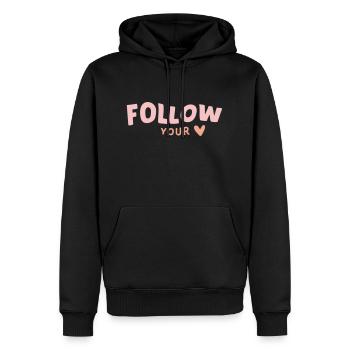 follow heart - Men’s Premium Organic Hoodie - black - Front - Nico (187cm)