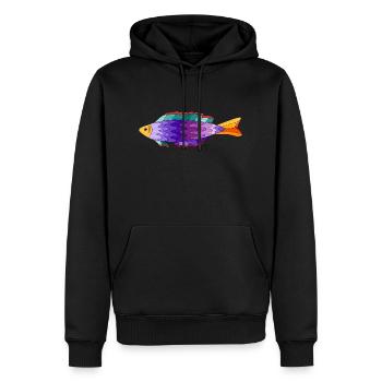 Poisson - Sweat à capuche Premium bio Homme - noir - Devant - Nico (187cm)