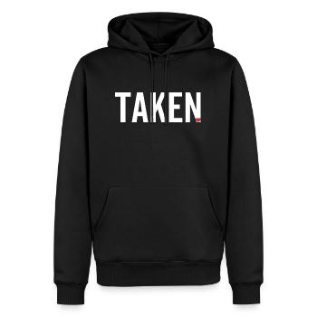 Genommen - Männer Premium Bio Hoodie - Schwarz - Vorne - Nico (187cm)