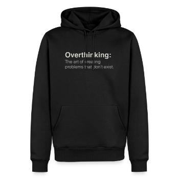 Trop réfléchir - Sweat à capuche Premium bio Homme - noir - Devant - Nico (187cm)