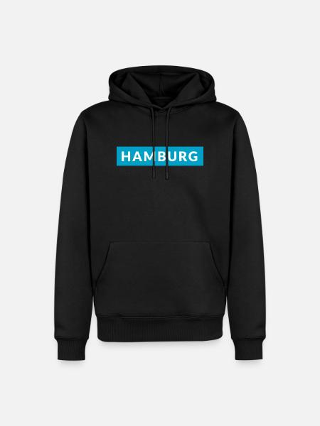Hamburg auf blau - Männer Premium Bio Hoodie - Schwarz