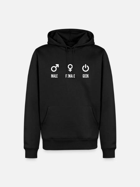 Mannelijke vrouwelijke nerd - Mannen Premium Bio hoodie - zwart