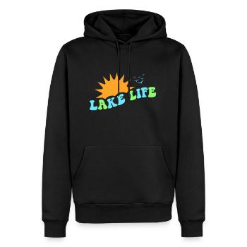 LEBEN SEE LEBE SEEN WASSER FLUSSE SONNE WILDWASSER - Männer Premium Bio Hoodie - Schwarz - Vorne - Nico (187cm)