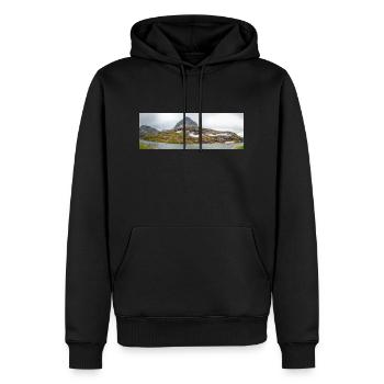 Landschaft in der Nähe von Stigfossen Wasserfall bei Trollstige - Männer Premium Bio Hoodie - Schwarz - Vorne - Nico (187cm)