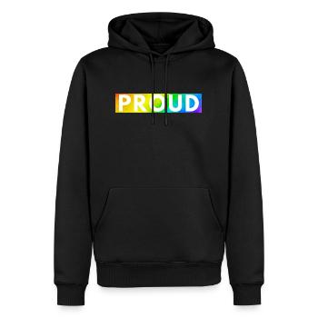 Proud T-Shirt, Pride design, rainbow - Men’s Premium Organic Hoodie - black - Front - Nico (187cm)