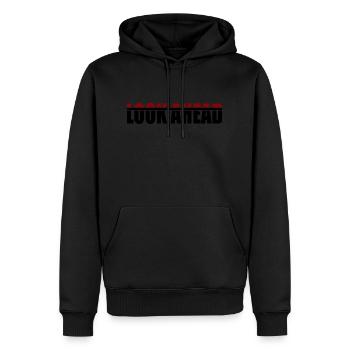 Look Ahead - Männer Premium Bio Hoodie - Schwarz - Vorne - Nico (187cm)