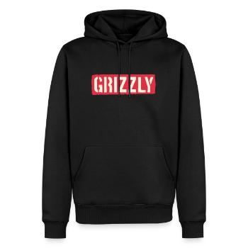 Grizzly Bear Slogan - Sweat à capuche Premium bio Homme - noir - Devant - Nico (187cm)