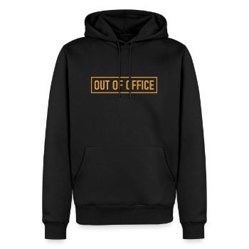 absence du bureau - Nicht im Büro - ausserhaus - Sweat à capuche Premium bio Homme - noir - Devant - Nico (187cm)