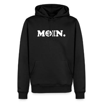 Moin - Guten Morgen - Nordsee - Ostsee - Anker - Männer Premium Bio Hoodie - Schwarz - Vorne - Nico (187cm)