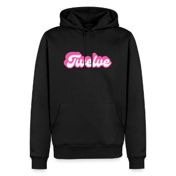 Twelve Birthday - 12th Birthday Retro Pink - Men’s Premium Organic Hoodie - black - Front - Nico (187cm)