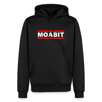 Moabit - Kiez - Berlin - Berzirk - Tiergarten - Männer Premium Bio Hoodie - Schwarz - Vorne - Nico (187cm)