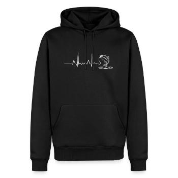 Poisson pulsé ECG de battement de coeur de pêche - Sweat à capuche Premium bio Homme - noir - Devant - Nico (187cm)