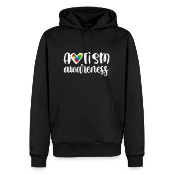 AUTISMUS BEWUSSTSEIN HERZ LIEBE BEHINDERT SPRÜCHE - Männer Premium Bio Hoodie - Schwarz - Vorne - Nico (187cm)