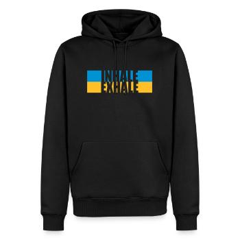 Inspirez expirez Yoga citation - Sweat à capuche Premium bio Homme - noir - Devant - Nico (187cm)