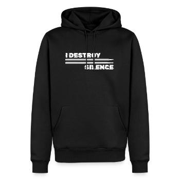 Batterie, ich zerstöre die Stille - Männer Premium Bio Hoodie - Schwarz - Vorne - Nico (187cm)