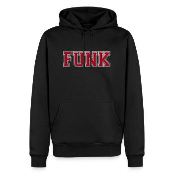 Funk groß - Männer Premium Bio Hoodie - Schwarz - Vorne - Nico (187cm)