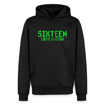 16e cadeau d’anniversaire Pixel Art Gamer - Sweat à capuche Premium bio Homme - noir - Devant - Nico (187cm)