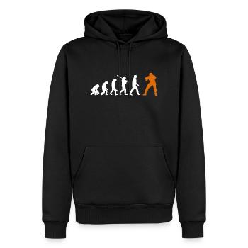 Football Evolution Entwicklung Retro - Men’s Premium Organic Hoodie - black - Front - Nico (187cm)