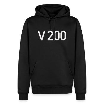 V200 Lok Schriftzug - Männer Premium Bio Hoodie - Schwarz - Vorne - Nico (187cm)