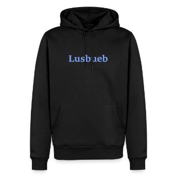 Lusbueb Kollektion Farbe: Baby-Blau - Männer Premium Bio Hoodie - Schwarz - Vorne - Nico (187cm)