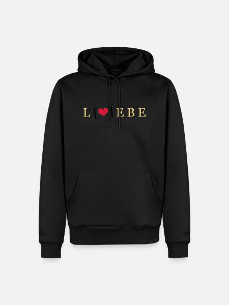 Liebe / Lebe - Männer Premium Bio Hoodie - Schwarz