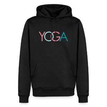 YOGA - Männer Premium Bio Hoodie - Schwarz - Vorne - Nico (187cm)