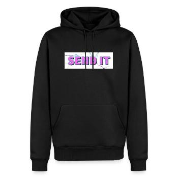 SEND IT Boxlogo - Männer Premium Bio Hoodie - Schwarz - Vorne - Nico (187cm)