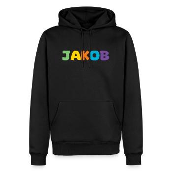 Name - Jakob - Männer Premium Bio Hoodie - Schwarz - Vorne - Nico (187cm)