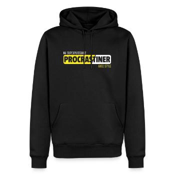 Procrastiner / citations drôles - Sweat à capuche Premium bio Homme - noir - Devant - Nico (187cm)