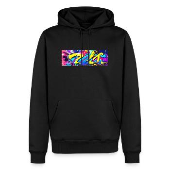 Graffiti tache de couleur Streetart - Sweat à capuche Premium bio Homme - noir - Devant - Nico (187cm)
