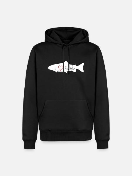 I love Trout White - Men’s Premium Organic Hoodie - black