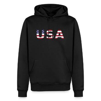 Les États-Unis aux couleurs du drapeau américain drapeau - Sweat à capuche Premium bio Homme - noir - Devant - Nico (187cm)