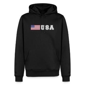 ÉQUIPE États-Unis Drapeau américain devant la police de caractères - Sweat à capuche Premium bio Homme - noir - Devant - Nico (187cm)