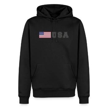 ÉQUIPE États-Unis Drapeau américain devant la police de caractères - Sweat à capuche Premium bio Homme - noir - Devant - Nico (187cm)