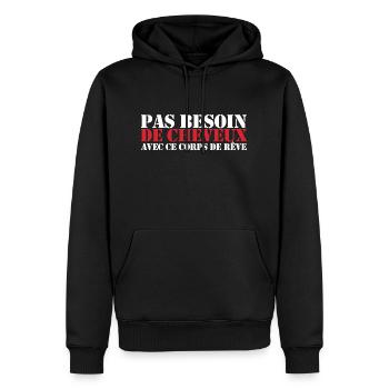 Pas besoin de cheveux avec ce corps de rêve - Sweat à capuche Premium bio Homme - noir - Devant - Nico (187cm)
