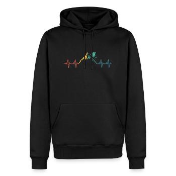 Ski Heartbeat Montagnes Montagnes Hiver - Sweat à capuche Premium bio Homme - noir - Devant - Nico (187cm)