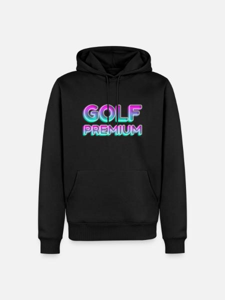 GOLF PREMIUM 80s 90s NEON GOLFER GREEN SLOGAN MOTIF - Men’s Premium Organic Hoodie - black