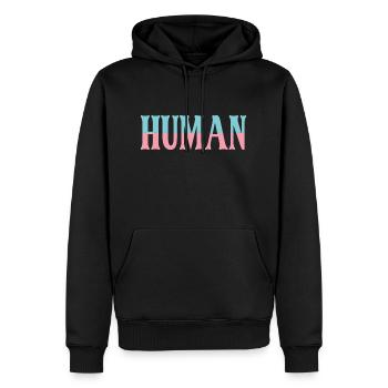 MENSCH - Männer Premium Bio Hoodie - Schwarz - Vorne - Nico (187cm)