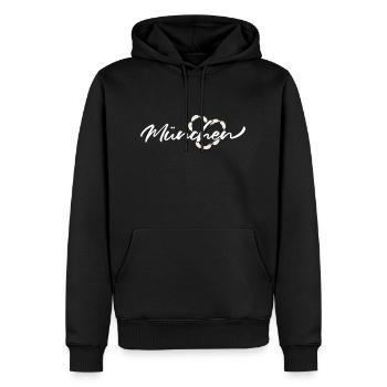 Mon cœur bat pour Munich - Blanc - Sweat à capuche Premium bio Homme - noir - Devant - Nico (187cm)