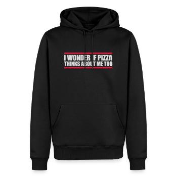 pizza thinks about me - Männer Premium Bio Hoodie - Schwarz - Vorne - Nico (187cm)