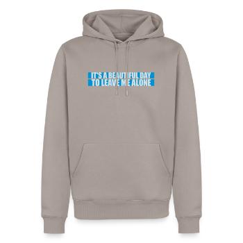 leave me alone day - Männer Premium Bio Hoodie - Taupe - Vorne - Nico (187cm)