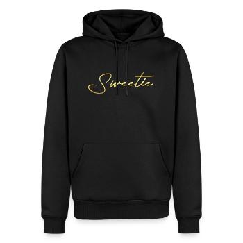 Sweetie or - Sweat à capuche Premium bio Homme - noir - Devant - Nico (187cm)
