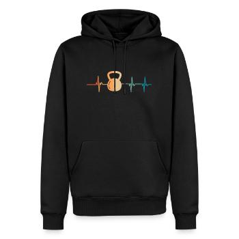 Battement de cœur Kettlebell - Sweat à capuche Premium bio Homme - noir - Devant - Nico (187cm)