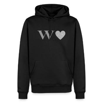 Buchstabe w silbernes Herz - Männer Premium Bio Hoodie - Schwarz - Vorne - Nico (187cm)