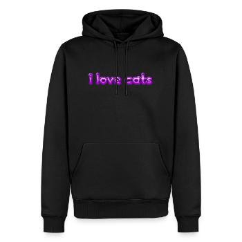 Text I love cats - Männer Premium Bio Hoodie - Schwarz - Vorne - Nico (187cm)