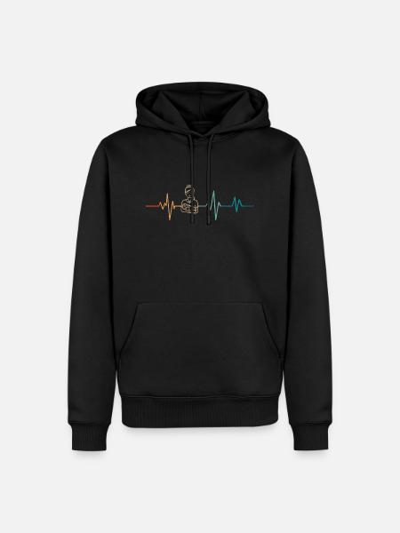 Retro Herzschlag Hebamme - Männer Premium Bio Hoodie - Schwarz