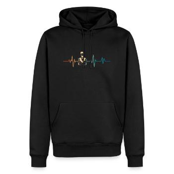 Battement de coeur rétro coiffeur - Sweat à capuche Premium bio Homme - noir - Devant - Nico (187cm)