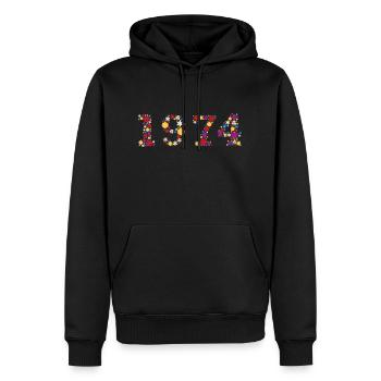 Flowers 1974 - Männer Premium Bio Hoodie - Schwarz - Vorne - Nico (187cm)