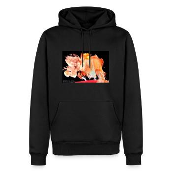 Orange ist das neue Blau, Dämonenlogo klein - Männer Premium Bio Hoodie - Schwarz - Vorne - Nico (187cm)
